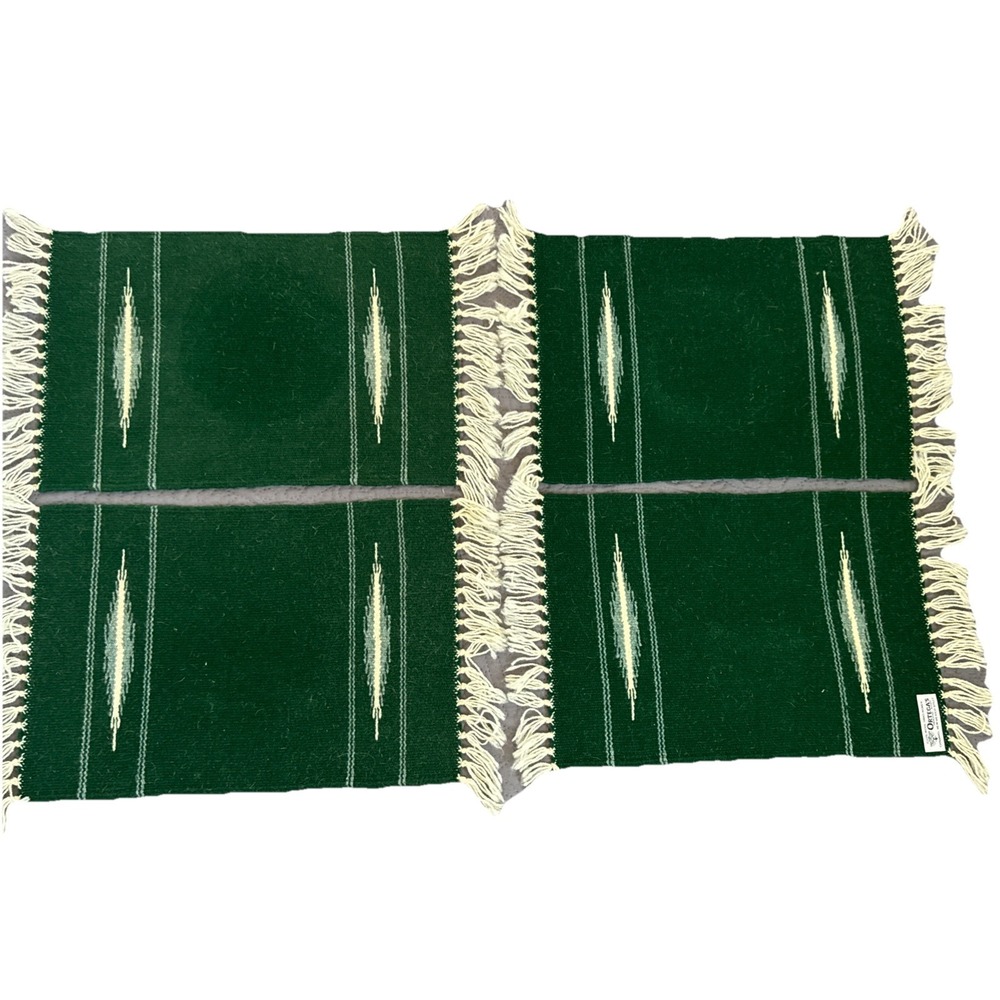 4 VTG Ortega's Chimayo Handwoven Wool Southwest Table Place Mat 11x16" 1960s‎